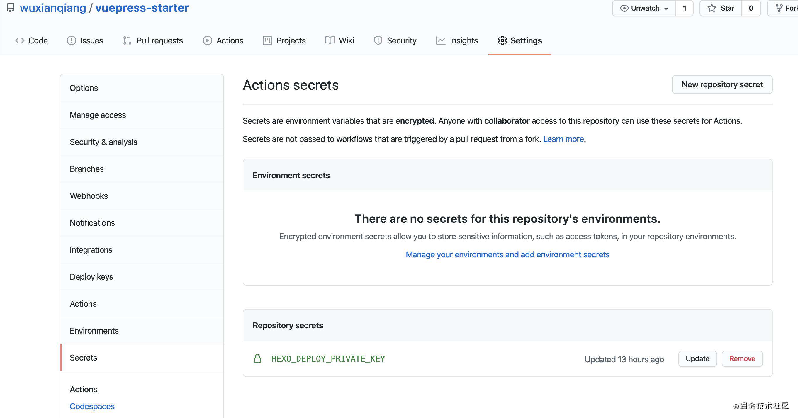 GitHub Actions 部署 VuePress 文档