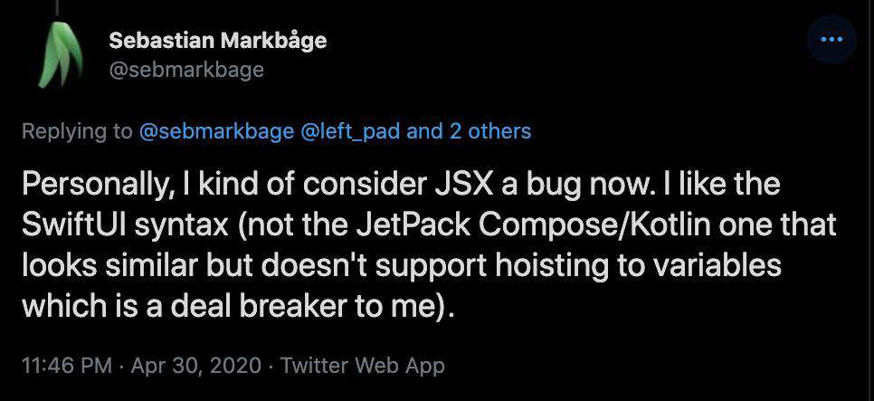 React核心成员表示：JSX就是个错误